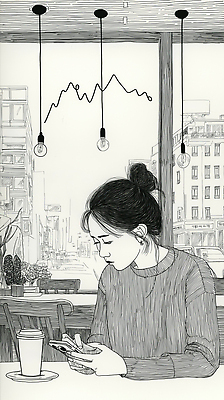 JPG 식물 여유 커피 일러스트 창문 모션 탁자 조명 대화 일상 스마트폰 도시풍경 카페 도심 편안함 사색 오후 혼자 국내일러스트 AI일러스트 AI콘텐츠 감정 음료 가구 생각 말하기 풍경 라이프 핸드폰 스마트기기 상점 도시 감각 파일형식