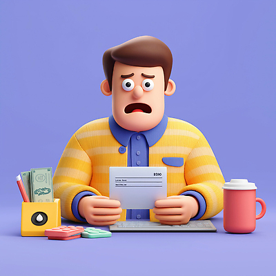 JPG 편집이미지 디자인 컬러 돈 문구용품 표정 컴퓨터 사무실 불안 걱정 문서 편집3D AI컴퓨터그래픽 AI콘텐츠 감정 비즈니스 전자제품 3D 재산 오브젝트 파일형식