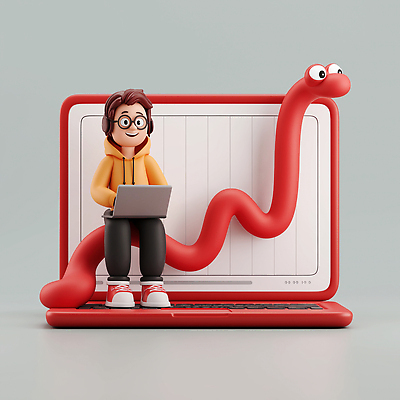 JPG 편집이미지 캐릭터 디자인 그래픽 빨간색 노트북 학습 컴퓨터 사무실 과학기술 뱀 소프트웨어 창의성 편집3D AI컴퓨터그래픽 AI콘텐츠 교육 컬러 비즈니스 파충류 기술 전자제품 3D 파일형식