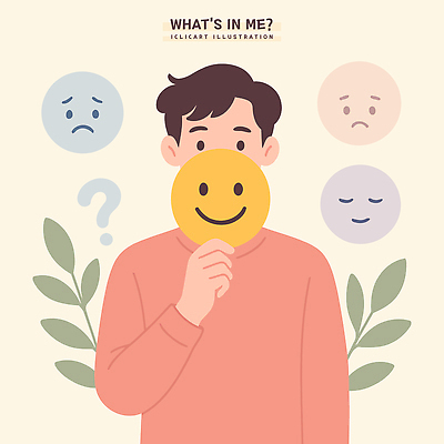 디자인 남자 행복 감정 얼굴 일러스트 표정 웃음 슬픔 표현 그림 의문 심리 소통 국내일러스트 AI파일 컨셉 사람 신체부위 파일형식 벡터