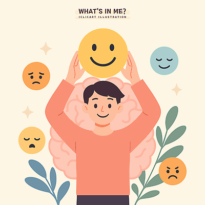 남자 행복 감정 일러스트 표정 슬픔 마음 사회 영혼 뇌 심리 긍정적 부정적 자아 정신건강 국내일러스트 AI파일 건강 사람 공동체 파일형식 벡터