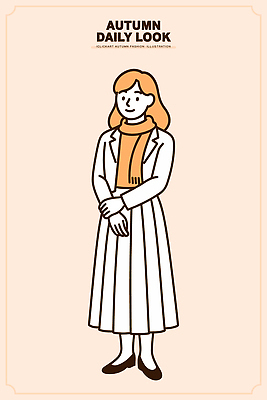 디자인 옷 여자 패션 백그라운드 일러스트 일상 캐주얼 유행 코트 가을 우아함 여성복 모던 롱스커트 스타일 국내일러스트 AI파일 계절 컨셉 사람 라이프 치마 외투 파일형식 벡터