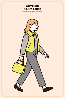 옷 여자 패션 일러스트 장신구 날씨 거리 일상 캐주얼 유행 걷기 가을 편안함 스니커즈 오브젝트 스타일 국내일러스트 AI파일 계절 운동화 모션 사람 라이프 감각 파일형식 벡터