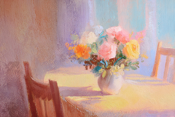 JPG 꽃 예술 분홍색 꽃다발 일러스트 자연 탁자 생활 장식 인테리어 장미 노란색 꽃병 주황색 방 빈티지 조화 뷰티풀 유화 국내일러스트 AI일러스트 AI콘텐츠 식물 디자인 컬러 가구 컨셉 미술 생태계 파일형식