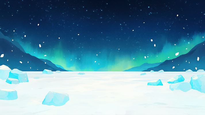 JPG 별 겨울 일러스트 자연 밤하늘 하늘 산 풍경 빛 평화 얼음 고요 눈 차가움 신비 북극 오로라 평원 국내일러스트 AI일러스트 AI콘텐츠 자연요소 계절 컨셉 자연현상 날씨 야간 극지방 생태계 파일형식