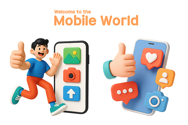 PSD 편집이미지 캐릭터 디자인 감정 모바일 기술 스마트폰 세계 디지털 어플리케이션 즐거움 언론 소통 혁명 상호작용 편집3D 컨셉 핸드폰 스마트기기 3D 파일형식