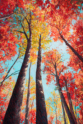 JPG 나무 식물 구름 컬러 단풍 잎 일러스트 자연 하늘 풍경 빨간색 햇빛 노란색 촬영 가을 신선 숲 높이 뷰티풀 목가 국내일러스트 AI일러스트 AI콘텐츠 자연요소 계절 태양 생태계 파일형식