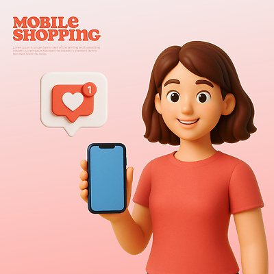 PSD 편집이미지 캐릭터 패션 그래픽 스마트폰 유행 디지털 소비 알림 즐거움 모바일쇼핑 온라인 좋음 편집3D 감정 컨셉 핸드폰 스마트기기 3D 온라인쇼핑 파일형식