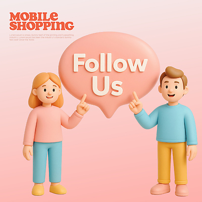 PSD 편집이미지 캐릭터 알림 모바일쇼핑 소셜미디어 온라인구매 편집3D 3D 온라인쇼핑 파일형식