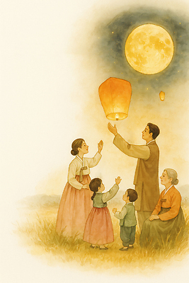 JPG 전통 행복 문화 할머니 어린이 일러스트 가족 자연 한국 함께함 풍경 성인 추석 축제 기쁨 축하 전통의상 한복 달빛 송편 연등 소원 국내일러스트 AI일러스트 AI콘텐츠 한국전통 여자 명절 노년 감정 아시아 컨셉 관계 떡 사람 달 등불 불교용품 생태계 파일형식