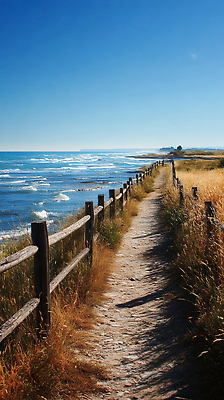 JPG 편집이미지 바다 여행 자연 갈대 풍경 해변 여름 고요 산책 온도 나무울타리 둘레길 편집실사 AI포토 AI콘텐츠 식물 계절 길 휴식 울타리 CG 생태계 파일형식