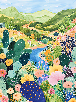 JPG 식물 꽃 컬러 일러스트 자연 생명 날씨 풍경 여름 강 햇빛 환경 계곡 고요 감상 변화 언덕 조화 뷰티풀 수목 국내일러스트 AI일러스트 AI콘텐츠 계절 컨셉 태양 생태계 파일형식