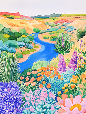 JPG 식물 계절 꽃 물결 일러스트 봄꽃 자연 생명 풍경 일상 강 평화 봄 강가 언덕 조화 구역 뷰티풀 색감 국내일러스트 AI일러스트 AI콘텐츠 컨셉 라이프 생태계 파일형식