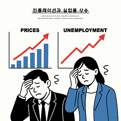 여자 남자 일러스트 통계 그래프 스트레스 직장 생활 경제 물가 작업 사회 불안 경영 고용 소득 어려움 위기 현상 회복 국내일러스트 AI파일 감정 컨셉 회사 비즈니스 사람 풍경 구직 공동체 채용 파일형식 벡터