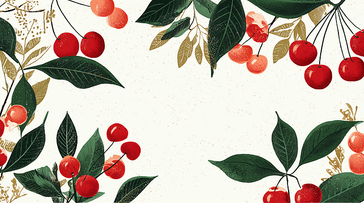 JPG 식물 디자인 예술 컬러 백그라운드 과일 일러스트 자연 나뭇잎 그래픽 장식 여름 체리 화사함 조화 색감 생동감 아기자기 국내일러스트 AI일러스트 AI콘텐츠 계절 컨셉 잎 생태계 파일형식