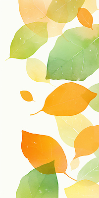 JPG 식물 계절 실루엣 컬러 백그라운드 낙엽 잎 일러스트 자연 생명 풍경 초록색 노란색 주황색 감상 가을 변화 생태계 조화 뷰티풀 흩어짐 국내일러스트 AI일러스트 AI콘텐츠 컨셉 촬영기법 파일형식