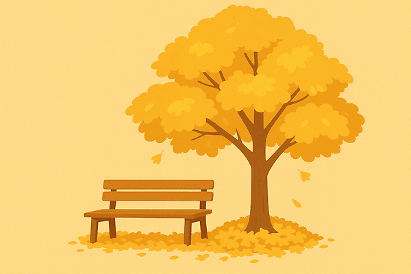 JPG 나무 공원 낙엽 벤치 일러스트 자연 휴식 나뭇잎 따뜻함 풍경 일상 햇빛 소풍 고요 산책 금색 가을 편안함 조용 뷰티풀 국내일러스트 AI일러스트 AI콘텐츠 식물 계절 공공시설 컬러 컨셉 잎 의자 라이프 태양 야외활동 감각 생태계 파일형식