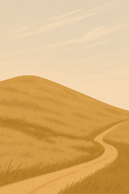 JPG 여유 여행 일러스트 자연 하늘 아침 갈대 풍경 초원 햇빛 일출 노을 고요 산책로 농촌 언덕 멀리 국내일러스트 AI일러스트 AI콘텐츠 주간 자연요소 식물 감정 길 태양 시골 생태계 파일형식