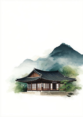 JPG 전통 건축 전통문화 여행 일러스트 자연 산 한옥 한국 풍경 건물 평화 수정 역사 조경 조화 뷰티풀 국내일러스트 AI일러스트 AI콘텐츠 한국전통 건축물 아시아 문화 컨셉 고건축 생물 생태계 파일형식