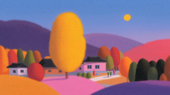 JPG 나무 구름 편집이미지 전통 컬러 자연 하늘 주택 풍경 여러명 햇빛 산책 가을 멀리 오후 이미지편집 AI컴퓨터그래픽 AI콘텐츠 자연요소 식물 계절 다수 휴식 사람 건물 태양 생태계 파일형식