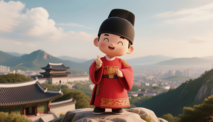 JPG 편집이미지 캐릭터 전통 문화 자연 한국 웃음 풍경 귀여움 궁전 역사 한복 즐거움 한글날 소통 뷰티풀 세종대왕 손흔들기 편집3D 세종대왕탄신일 AI컴퓨터그래픽 AI콘텐츠 한국전통 기념일 감정 아시아 컨셉 고건축 모션 표정 공휴일 3D 전통의상 왕 국경일 생태계 파일형식