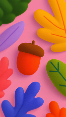 JPG 모양 편집이미지 디자인 분홍색 컬러 백그라운드 잎 자연 생명 장식 미니어처 가을 도토리 뷰티풀 이미지편집 AI컴퓨터그래픽 AI콘텐츠 식물 계절 모형 견과류 생태계 파일형식