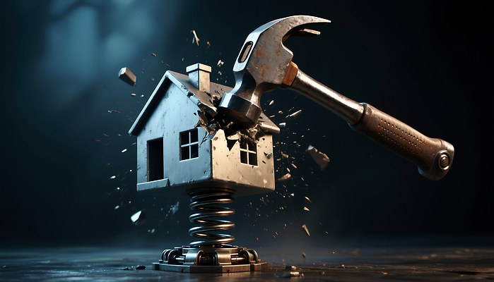 JPG 편집이미지 디자인 조각 주택 창조 손잡이 모형 힘 손상 파편 망치 철 순간 이미지편집 AI컴퓨터그래픽 AI콘텐츠 컨셉 건물 공구 파일형식