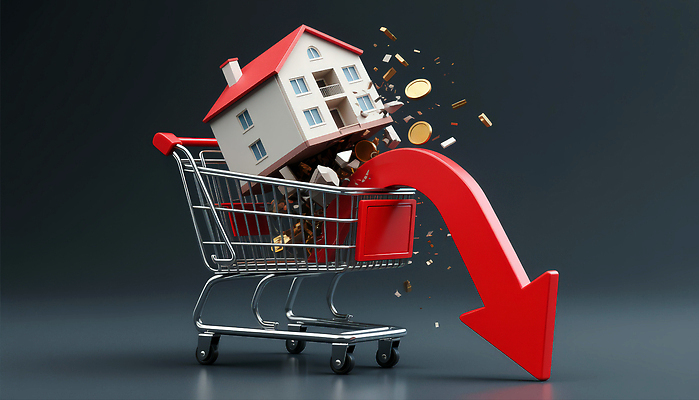 JPG 편집이미지 상징 부동산 주택 경제 쇼핑 동전 카트 흐름 변화 시장 소비 파편 하락 투자 이미지편집 AI컴퓨터그래픽 AI콘텐츠 컨셉 돈 비즈니스 건물 재산 파일형식