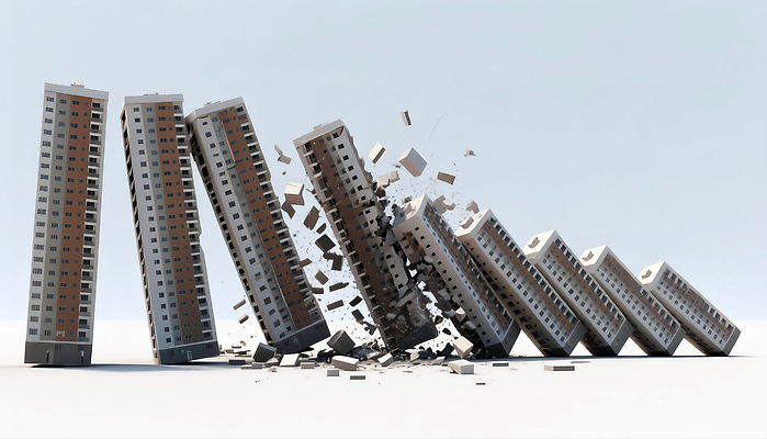 JPG 편집이미지 건축물 백그라운드 건물 힘 손상 도시 구조물 실패 파편 땅 충돌 진동 현상 쓰러짐 이미지편집 AI컴퓨터그래픽 AI콘텐츠 건축 컨셉 모션 좌절 파일형식