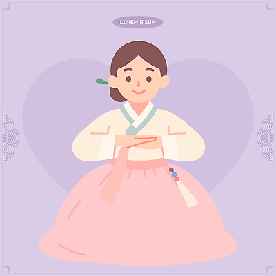전통 디자인 옷 패션 기념일 문화 포즈 백그라운드 일러스트 한국 소녀 상반신 귀여움 축제 전통의상 한복 부드러움 색감 소프트 아기자기 국내일러스트 AI파일 한국전통 여자 아시아 어린이 컨셉 이벤트 감각 파일형식 벡터
