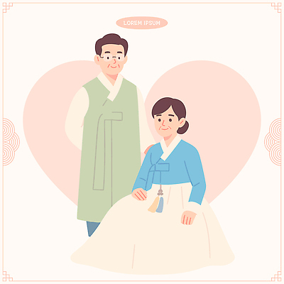 전통 디자인 커플 옷 감정 문화 결혼 백그라운드 일러스트 가족 한국 따뜻함 사랑 미소 한복 소중 뷰티풀 순간 존경 국내일러스트 AI파일 한국전통 아시아 컨셉 관계 표정 이벤트 전통의상 파일형식 벡터