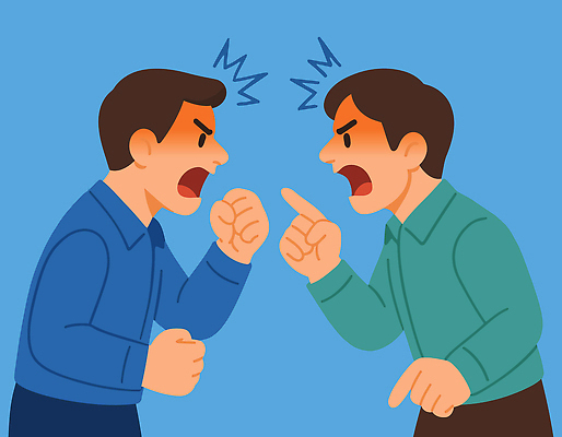 남자 감정 얼굴 일러스트 직장 대화 친구 분노 표현 토론 싸움 갈등 긴장 의견 말다툼 소통 주장 국내일러스트 AI파일 컨셉 회사 관계 모션 말하기 사람 신체부위 파일형식 벡터