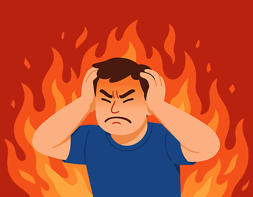 남자 감정 백그라운드 일러스트 불꽃 스트레스 고통 표현 오픈 괴로움 심리 국내일러스트 AI파일 불 사람 파일형식 벡터