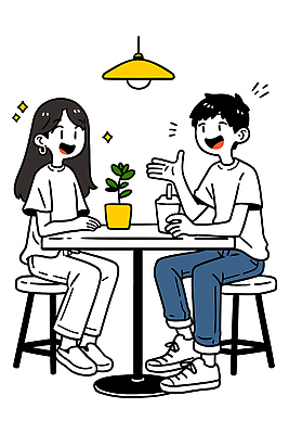 화분 음료 의자 일러스트 탁자 휴식 이야기 대화 웃음 두명 친구 카페 만남 분위기 편안함 즐거움 소통 친목 공동체 오후 국내일러스트 AI파일 감정 가구 컨셉 관계 표정 말하기 사람 상점 감각 파일형식 벡터