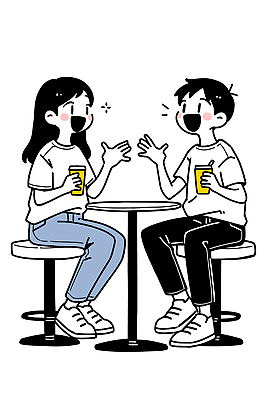 커플 음료 일러스트 놀이 탁자 휴식 표정 대화 웃음 사람 일상 친구 카페 만남 편안함 즐거움 소통 상호작용 국내일러스트 AI파일 감정 가구 컨셉 관계 말하기 라이프 상점 감각 파일형식 벡터