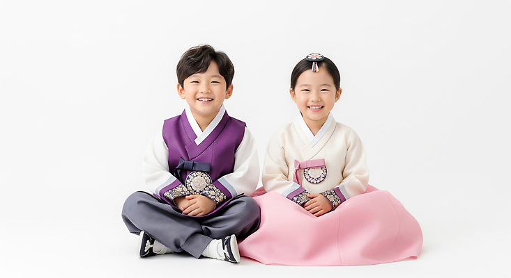 JPG 편집이미지 문화 어린이 컬러 포즈 가족 한국 웃음 소녀 소년 치마 추석 축제 조끼 전통의상 한복 의료성형뷰티 편집실사 AI인물포토 AI콘텐츠 한국전통 전통 여자 명절 남자 아시아 관계 하의 표정 사람 외투 CG 파일형식 AI포토