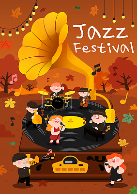 예술 악기 음악 연주 일러스트 노래 창조 축제 소리 공연 가수 무대 가을 분위기 군중 색소폰 드럼 트럼펫 화합 재즈 가을축제 국내일러스트 AI파일 계절 컨셉 문화예술 타악기 사람 이벤트 음악가 목관악기 금관악기 파일형식 벡터 가을_계절