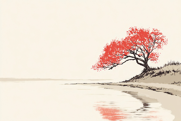 JPG 나무 호수 백그라운드 일러스트 자연 풍경 소녀 여름 반사 평화 환경 고요 물가 수면 저녁 숲 뷰티풀 색감 차분 국내일러스트 AI일러스트 AI콘텐츠 식물 계절 여자 어린이 컨셉 물 야간 생태계 파일형식