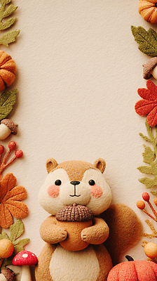 JPG 동물 편집이미지 인형 컬러 겨울 과일 나뭇잎 따뜻함 장식 인테리어 가을 다람쥐 수공예 펠트 편집실사 AI컴퓨터그래픽 AI콘텐츠 디자인 계절 잎 설치류 공예 CG 파일형식 천_직물