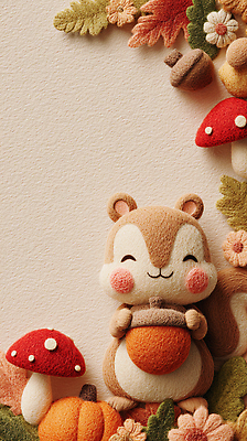 JPG 편집이미지 꽃 자연 따뜻함 장식 귀여움 버섯 가을 오브젝트 다람쥐 호두 색감 테마 아기자기 편집실사 AI컴퓨터그래픽 AI콘텐츠 식물 계절 컨셉 견과류 설치류 CG 생태계 파일형식