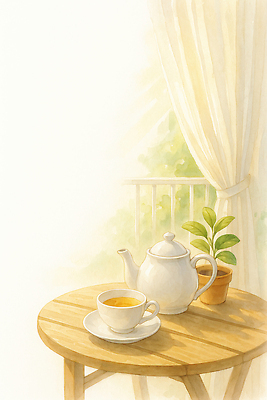 JPG 식물 여유 일러스트 자연 탁자 주전자 아침 휴식 실내 따뜻함 풍경 일상 생활 컵 초록색 햇빛 공간 차 편안함 조화 국내일러스트 AI일러스트 AI콘텐츠 주간 식기 감정 음료 컬러 가구 컨셉 주방용품 내부 라이프 태양 감각 생태계 파일형식
