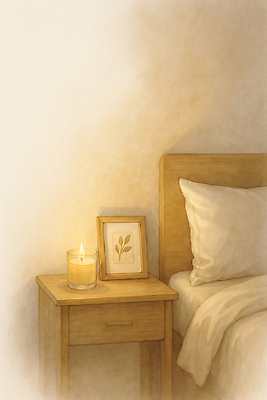 JPG 나무 디자인 액자 일러스트 촛불 자연 탁자 조명 따뜻함 장식 인테리어 방 침대 분위기 편안함 오브젝트 그림 작품 국내일러스트 AI일러스트 AI콘텐츠 식물 가구 컨셉 초 미술 감각 생태계 파일형식