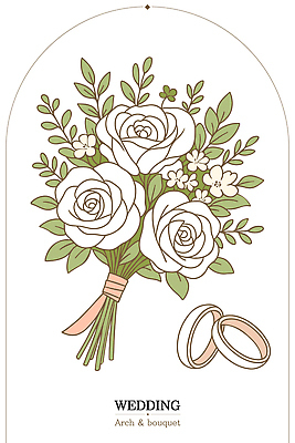 식물 디자인 기념일 꽃 화초 꽃다발 부케 결혼 일러스트 자연 결혼식 사랑 이벤트 장식 장미 로맨틱 반지 백합 뷰티풀 세레모니 국내일러스트 AI파일 감정 컨셉 장신구 생태계 파일형식 벡터