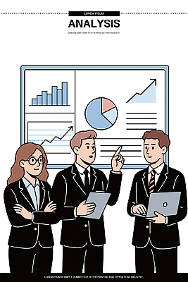 일러스트 비즈니스 통계 회의 그래프 실험 자료 정보 성장 발표 시장 전문직 토론 프레젠테이션 분석 상담 전략 의견 소통 분석가 서류판 국내일러스트 AI파일 직업 컨셉 사무용품 파일형식 벡터