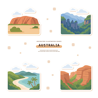 바다 여행 일러스트 자연 생명 산 풍경 초록색 평화 탐험 도전 호주 그림 지형 뷰티풀 경관 국내일러스트 AI파일 컬러 컨셉 오세아니아 생태계 파일형식 벡터