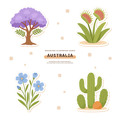나무 식물 꽃 일러스트 자연 생명 선인장 환경 호주 화사함 뷰티풀 접착풀 국내일러스트 AI파일 컨셉 문구용품 풀_접착제 오세아니아 생태계 파일형식 벡터