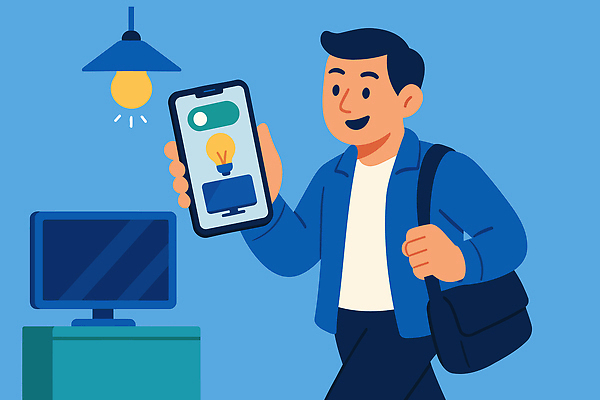 디자인 남자 가방 일러스트 모션 조명 기술 실내 생활 전자제품 스마트폰 디지털 스마트 세대 조절 편리함 끄기 세련 국내일러스트 AI파일 잡화 컨셉 사람 내부 핸드폰 스마트기기 파일형식 벡터