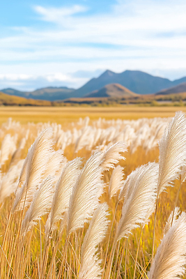 JPG 편집이미지 자연 바람 산 갈대 풍경 환경 금색 가을 생태 억새 지역 조화 뷰티풀 평야 편집실사 AI포토 AI콘텐츠 자연요소 식물 계절 컬러 날씨 CG 생태계 파일형식
