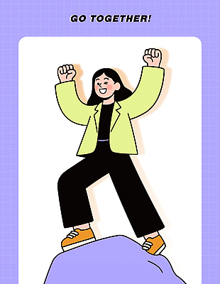 옷 여자 컬러 일러스트 모션 성공 협력 안내 함께함 청년 일상 청춘 손들기 기쁨 에너지 표현 즐거움 외출 긍정 친목 스타일 국내일러스트 AI파일 감정 컨셉 사람 성인 라이프 파일형식 벡터