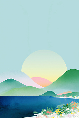 JPG 호수 여유 컬러 일러스트 자연 생명 아침 휴식 산 풍경 일상 여름 태양 일출 고요 조화 뷰티풀 풍경화 국내일러스트 AI일러스트 AI콘텐츠 주간 자연요소 계절 감정 컨셉 라이프 노을 그림 생태계 파일형식